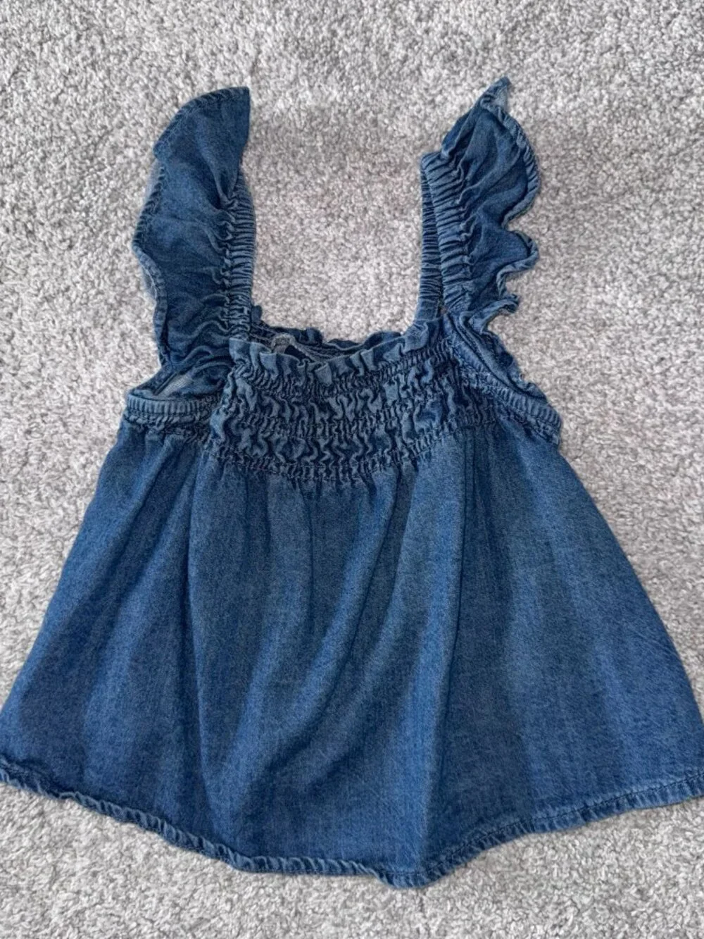 Girls Size 2 Baby GAP Toddler Denim Ruffle Top, Like New